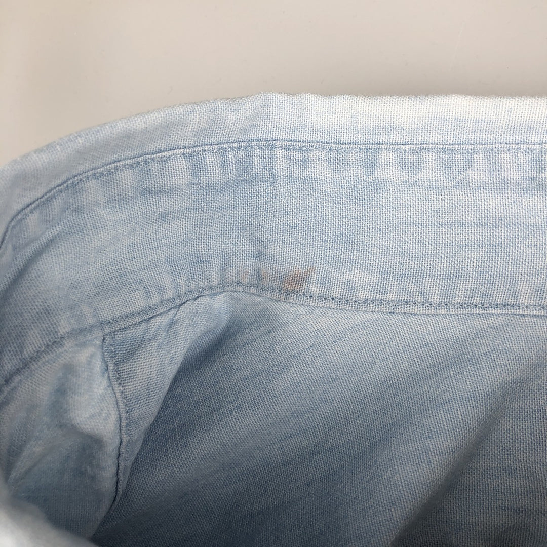 Ralph Lauren Big Shirt, Long Sleeve Button-Down Chambray Shirt, Men's XXL cotton Blue type light blue Vintage Second Hand