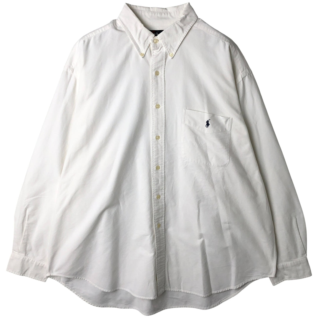 Ralph Lauren BIG SHIRT Long sleeve button down shirt Men's XL size cotton white type Vintage Second Hand