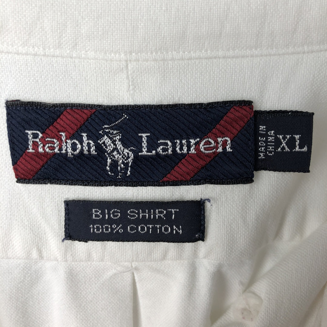 Ralph Lauren BIG SHIRT Long sleeve button down shirt Men's XL size cotton white type Vintage Second Hand