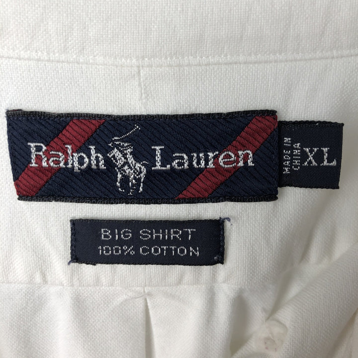 Ralph Lauren BIG SHIRT Long sleeve button down shirt Men's XL size cotton white type Vintage Second Hand