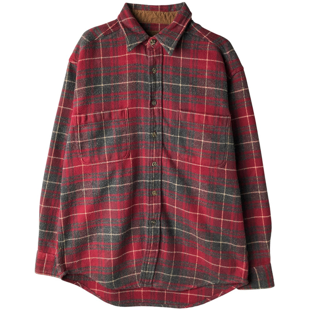 Vintage 1990s-2000'S St. John's Bay long-sleeved heavy flannel check shirt, size M, men's cotton red type Vintage Second Hand