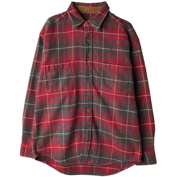 Vintage 1990s-2000'S St. John's Bay long-sleeved heavy flannel check shirt, size M, men's cotton red type Vintage Second Hand