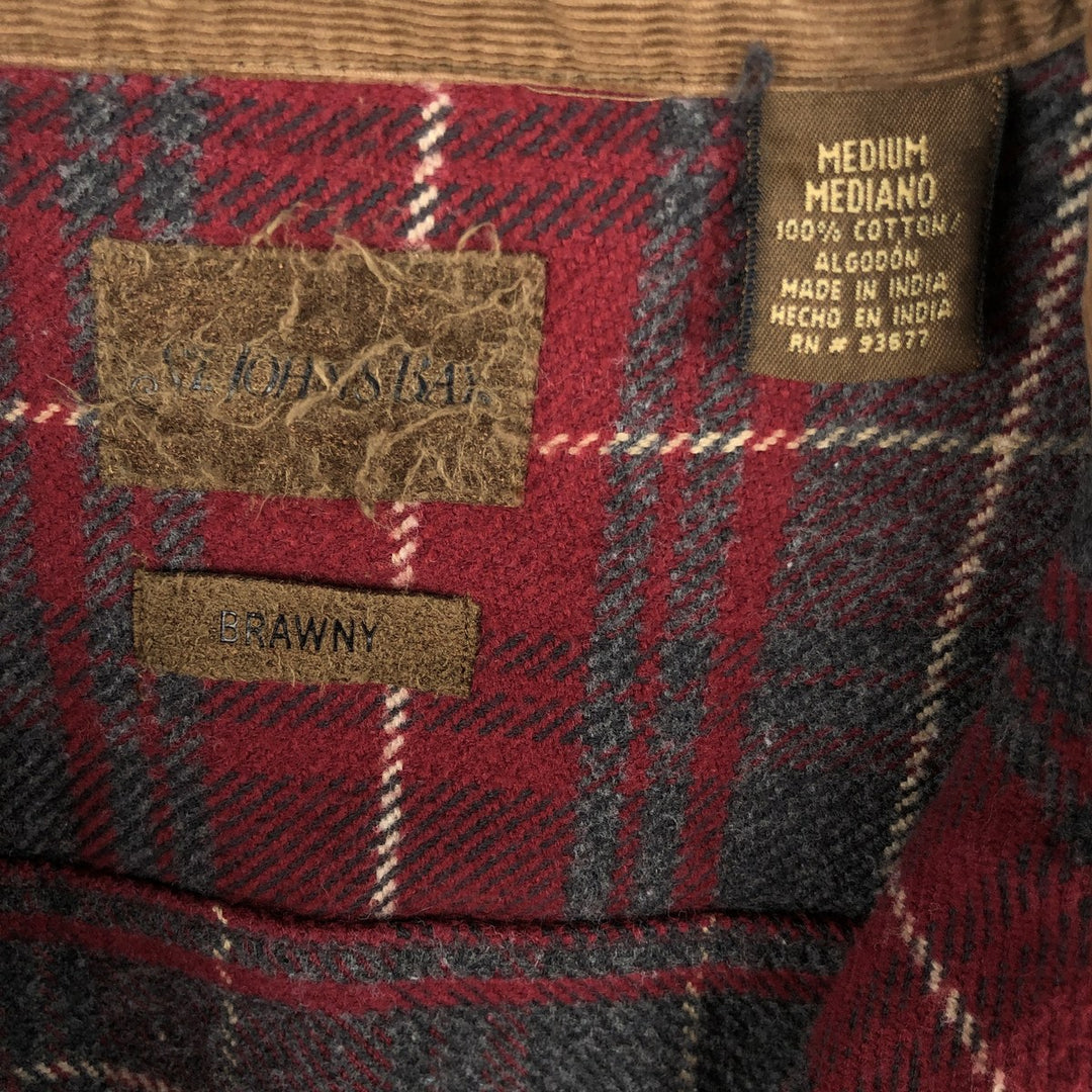 Vintage 1990s-2000'S St. John's Bay long-sleeved heavy flannel check shirt, size M, men's cotton red type Vintage Second Hand