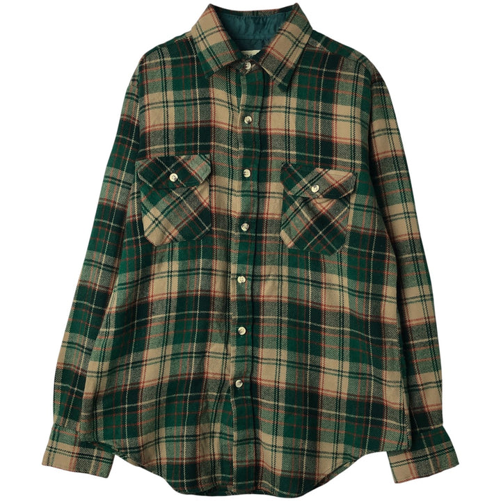 90'S St. John's Bay Vintage Lightflannel Check Shirt, Men's Size Medium, Long Sleeve acrylic green type Vintage Second Hand