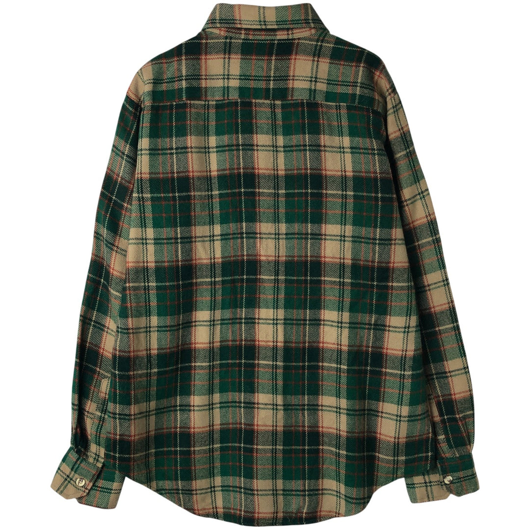 90'S St. John's Bay Vintage Lightflannel Check Shirt, Men's Size Medium, Long Sleeve acrylic green type Vintage Second Hand
