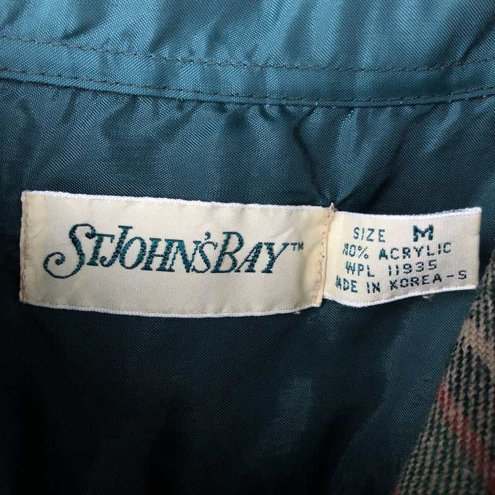 90'S St. John's Bay Vintage Lightflannel Check Shirt, Men's Size Medium, Long Sleeve acrylic green type Vintage Second Hand