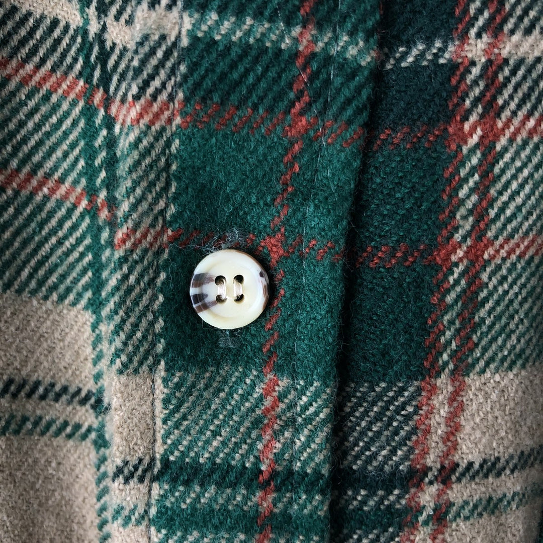 90'S St. John's Bay Vintage Lightflannel Check Shirt, Men's Size Medium, Long Sleeve acrylic green type Vintage Second Hand
