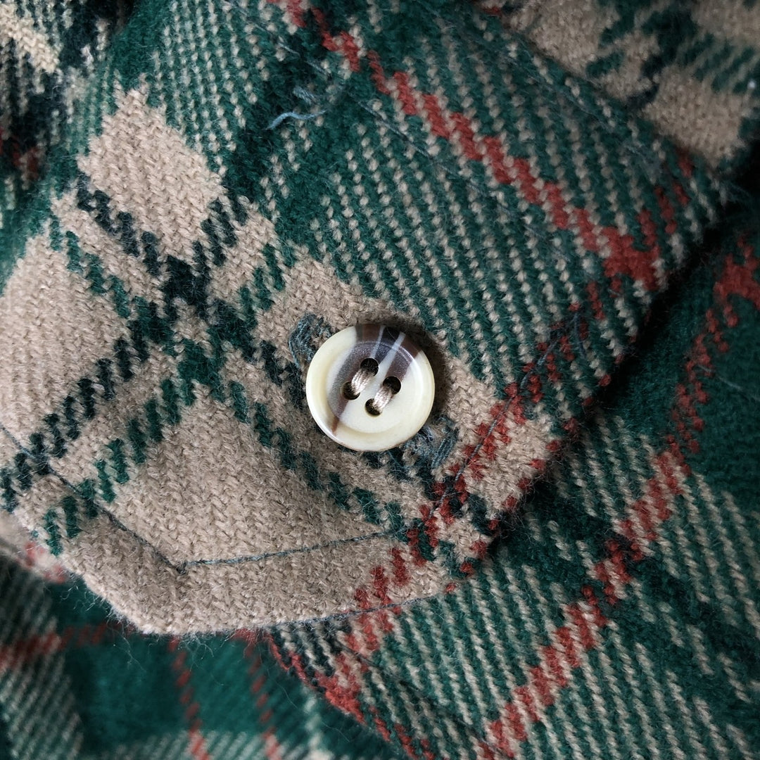 90'S St. John's Bay Vintage Lightflannel Check Shirt, Men's Size Medium, Long Sleeve acrylic green type Vintage Second Hand