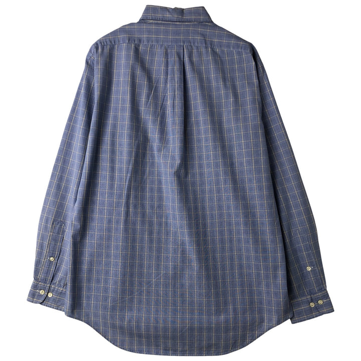 Ralph Lauren YARMOUTH Long Sleeve Button-Down Check Shirt, Men's Size M cotton blue type Vintage Second Hand