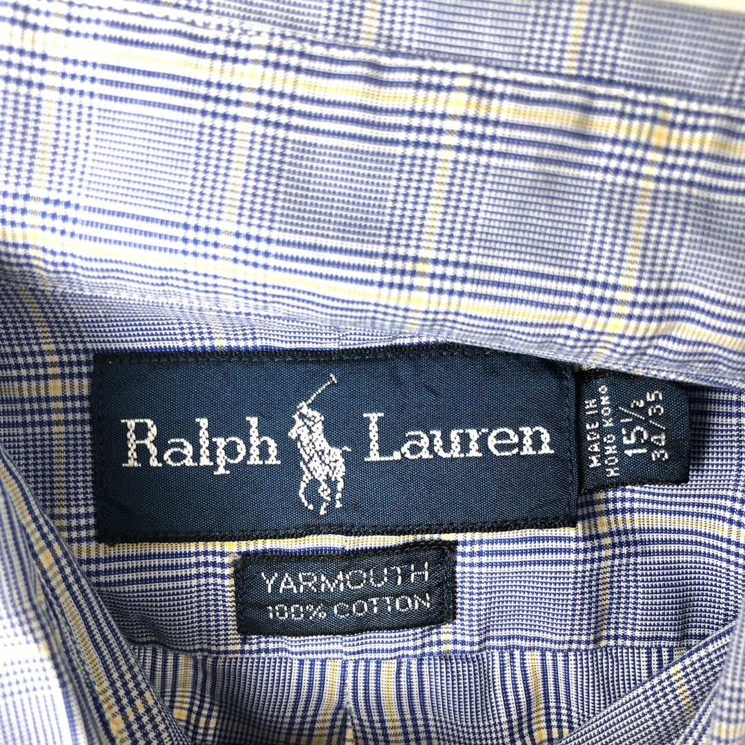 Ralph Lauren YARMOUTH Long Sleeve Button-Down Check Shirt, Men's Size M cotton blue type Vintage Second Hand