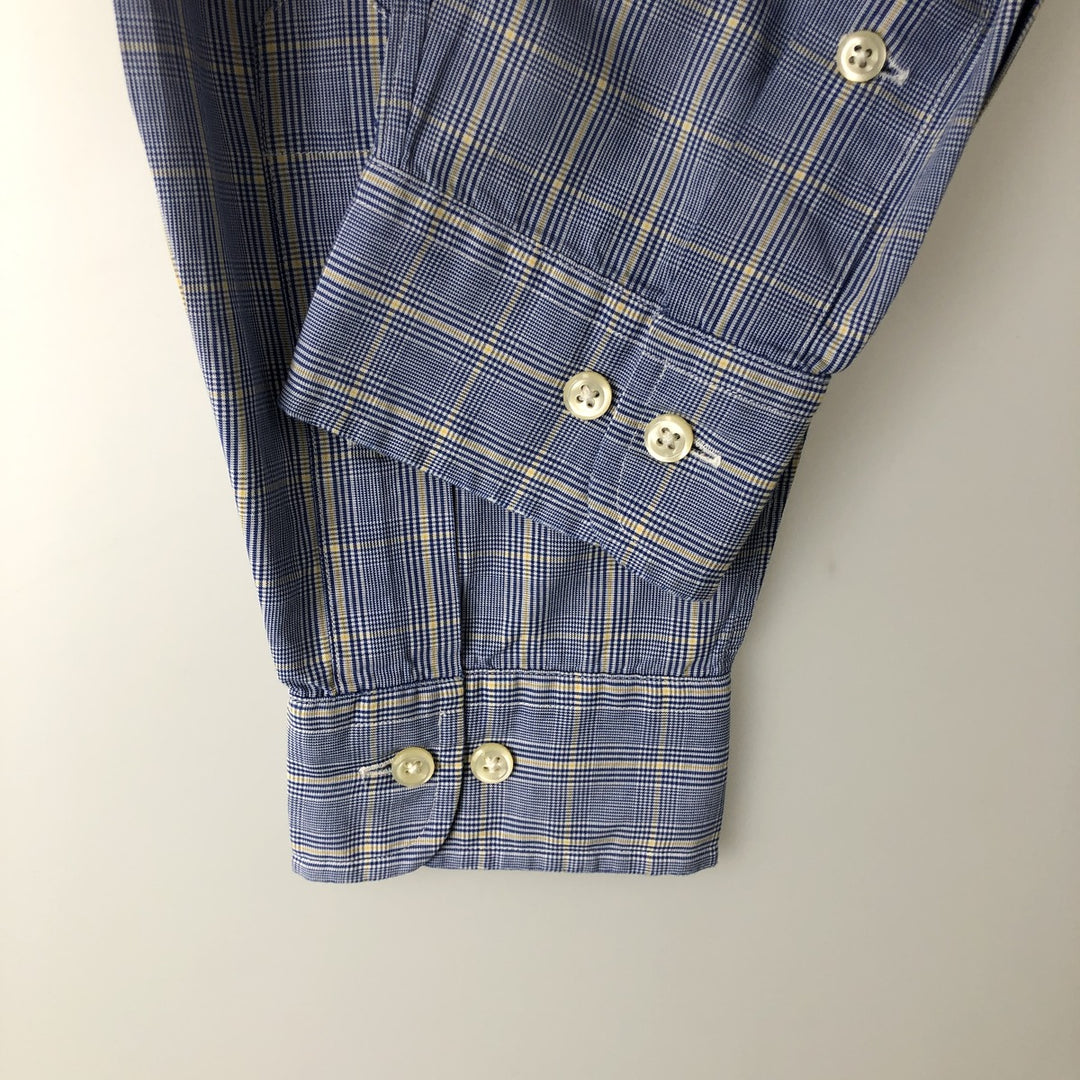 Ralph Lauren YARMOUTH Long Sleeve Button-Down Check Shirt, Men's Size M cotton blue type Vintage Second Hand