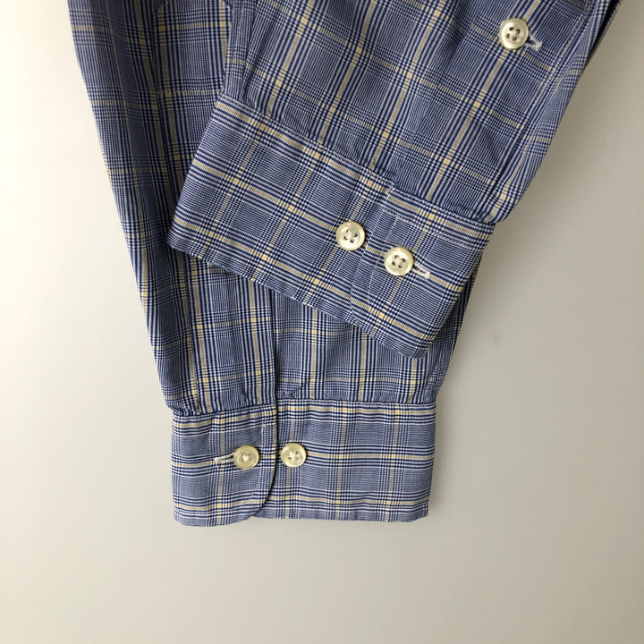 Ralph Lauren YARMOUTH Long Sleeve Button-Down Check Shirt, Men's Size M cotton blue type Vintage Second Hand