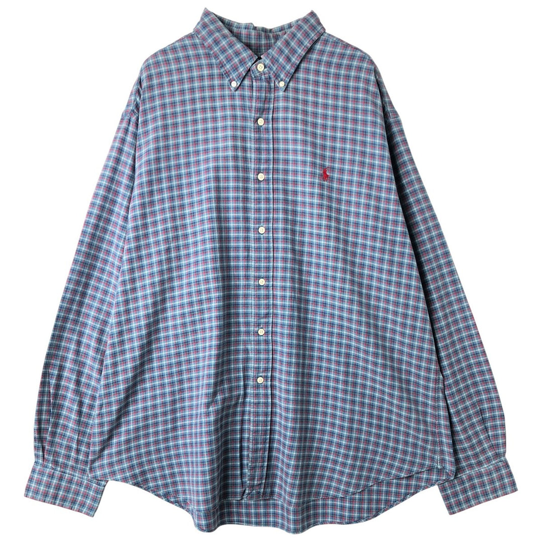 Ralph Lauren Classic Fit Long Sleeve Button Down Check Shirt Men's XXL cotton blue type Vintage Second Hand