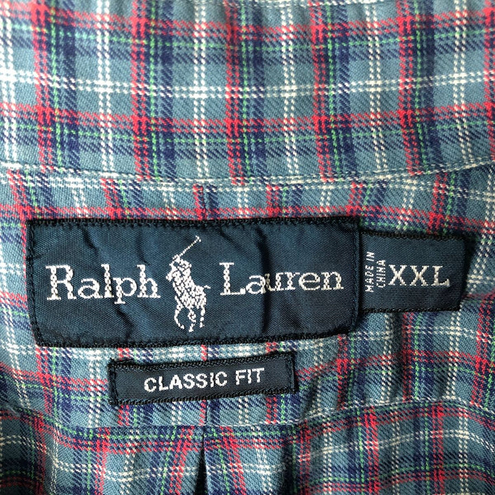 Ralph Lauren Classic Fit Long Sleeve Button Down Check Shirt Men's XXL cotton blue type Vintage Second Hand