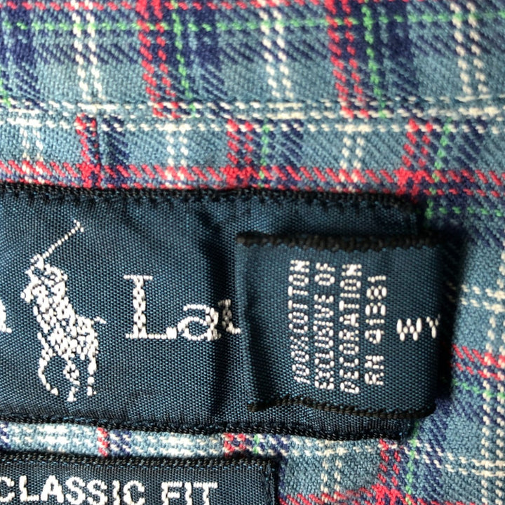 Ralph Lauren Classic Fit Long Sleeve Button Down Check Shirt Men's XXL cotton blue type Vintage Second Hand