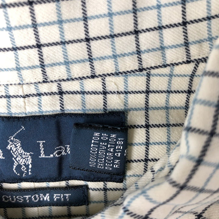 Ralph Lauren CUSTOM FIT long sleeve button down check shirt men's XL size cotton Beige type Vintage Second Hand