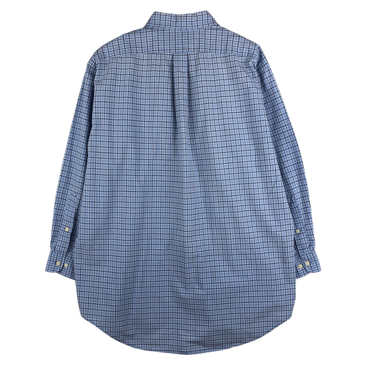 Ralph Lauren YARMOUTH Long Sleeve Button-Down Check Shirt, Men's Size L cotton Blue type light blue Vintage Second Hand