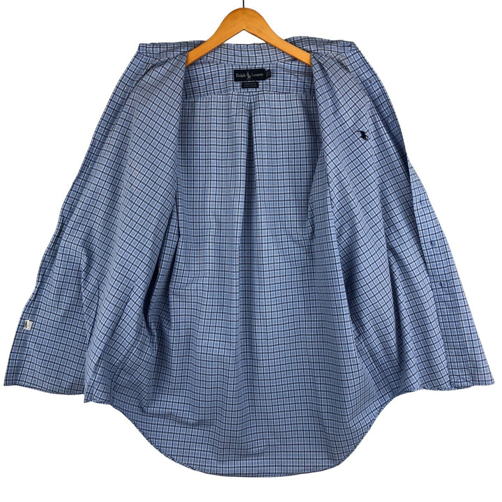 Ralph Lauren YARMOUTH Long Sleeve Button-Down Check Shirt, Men's Size L cotton Blue type light blue Vintage Second Hand