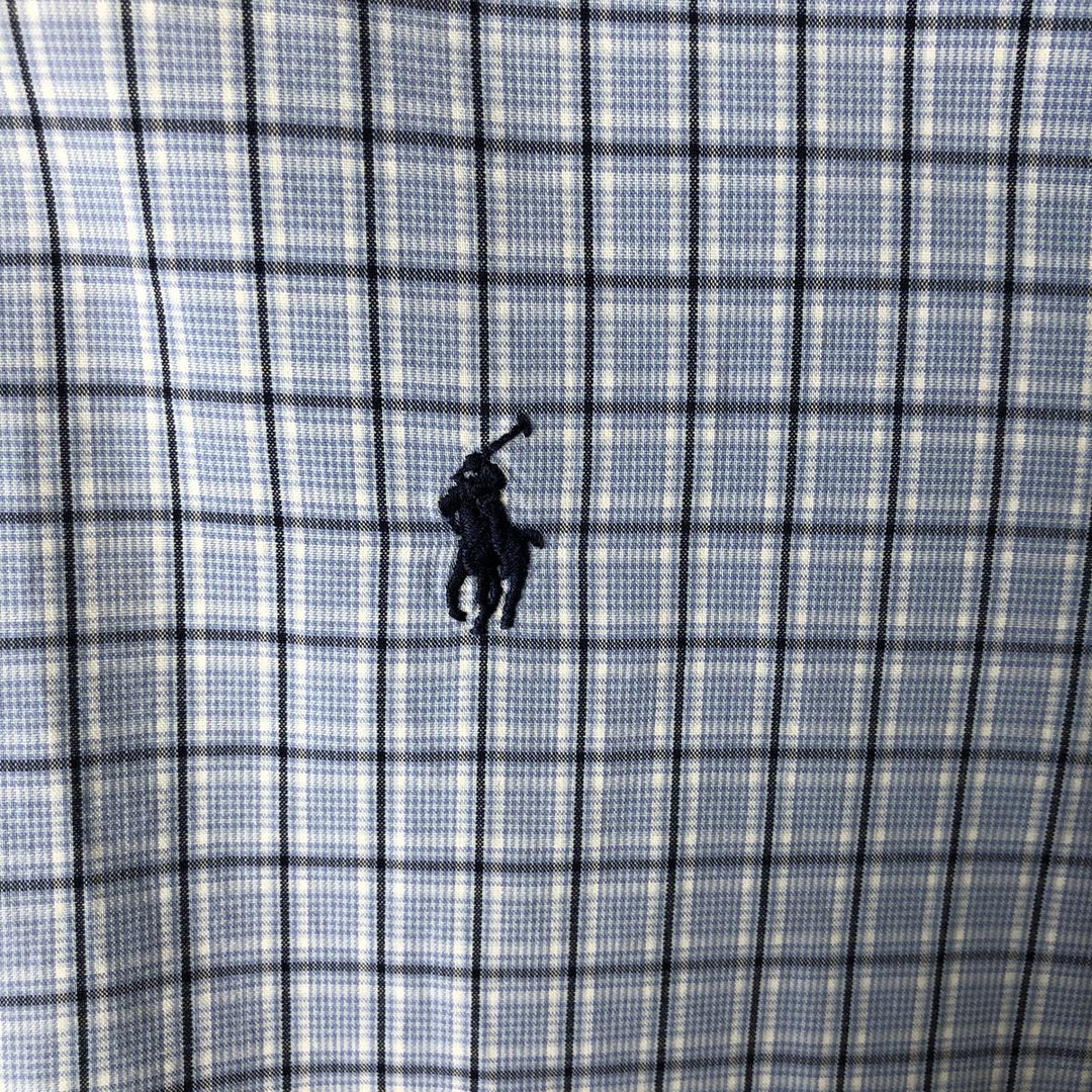Ralph Lauren YARMOUTH Long Sleeve Button-Down Check Shirt, Men's Size L cotton Blue type light blue Vintage Second Hand