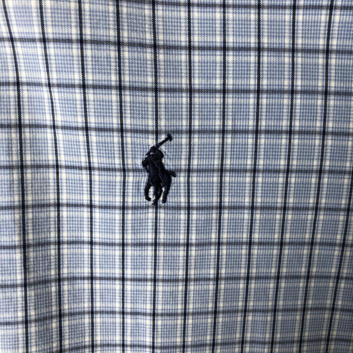 Ralph Lauren YARMOUTH Long Sleeve Button-Down Check Shirt, Men's Size L cotton Blue type light blue Vintage Second Hand