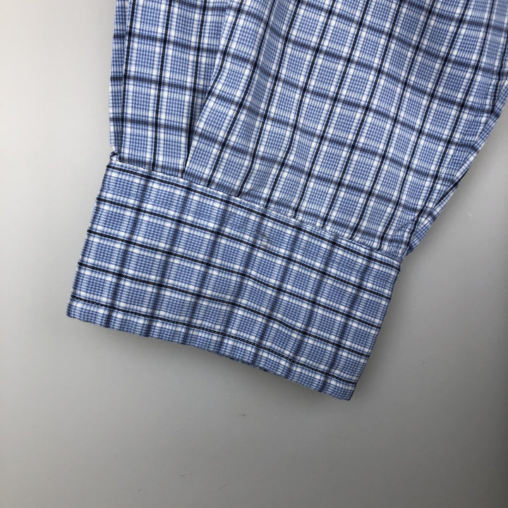 Ralph Lauren YARMOUTH Long Sleeve Button-Down Check Shirt, Men's Size L cotton Blue type light blue Vintage Second Hand