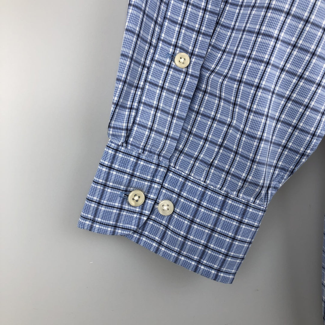 Ralph Lauren YARMOUTH Long Sleeve Button-Down Check Shirt, Men's Size L cotton Blue type light blue Vintage Second Hand