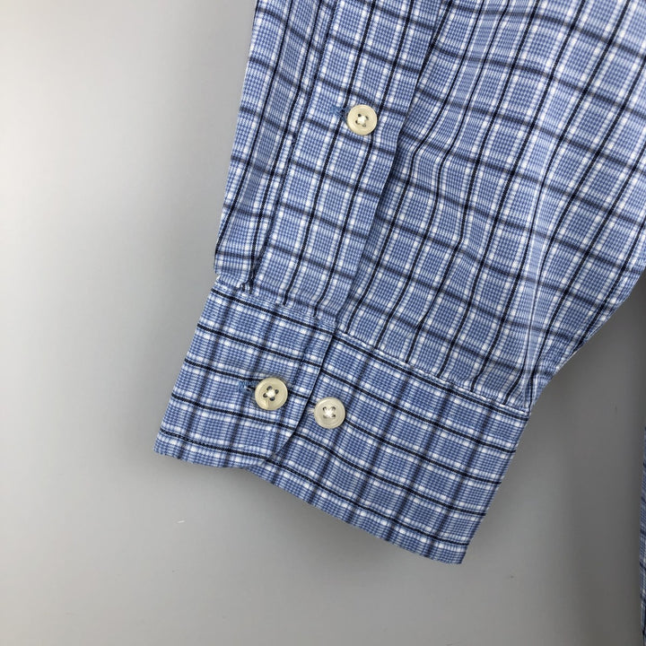 Ralph Lauren YARMOUTH Long Sleeve Button-Down Check Shirt, Men's Size L cotton Blue type light blue Vintage Second Hand