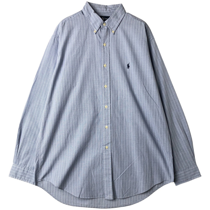 Ralph Lauren YARMOUTH Long Sleeve Button-Down Check Shirt, Men's Size L cotton Blue type light blue Vintage Second Hand
