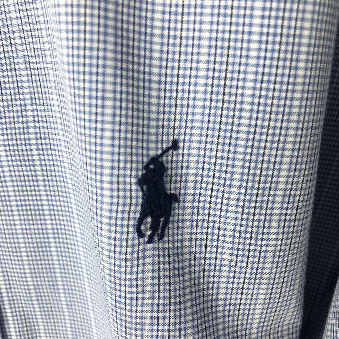 Ralph Lauren YARMOUTH Long Sleeve Button-Down Check Shirt, Men's Size L cotton Blue type light blue Vintage Second Hand