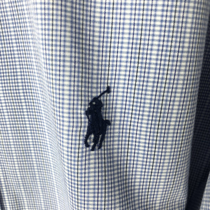Ralph Lauren YARMOUTH Long Sleeve Button-Down Check Shirt, Men's Size L cotton Blue type light blue Vintage Second Hand