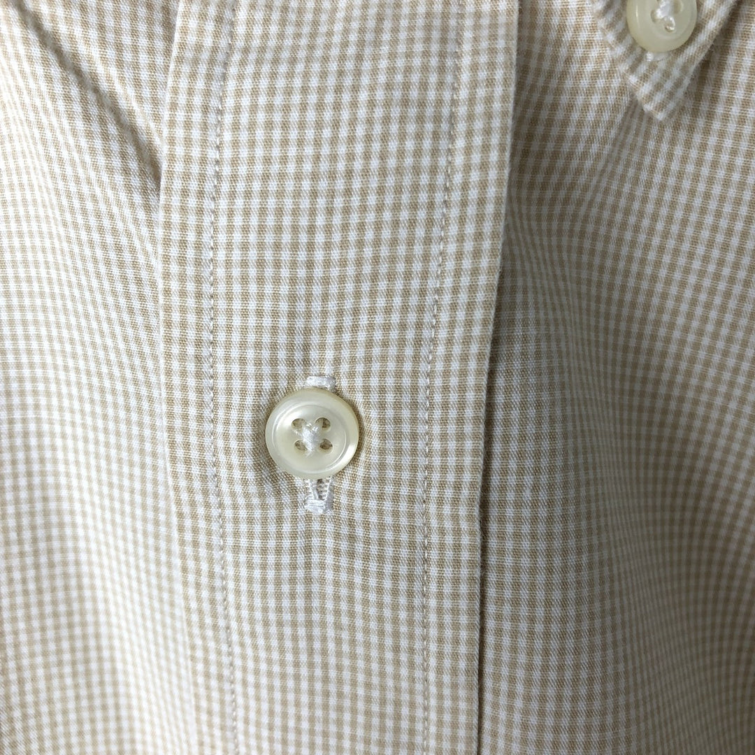Ralph Lauren YARMOUTH Gingham Check Long Sleeve Button-Down Check Shirt Men's XL cotton Beige type Vintage Second Hand