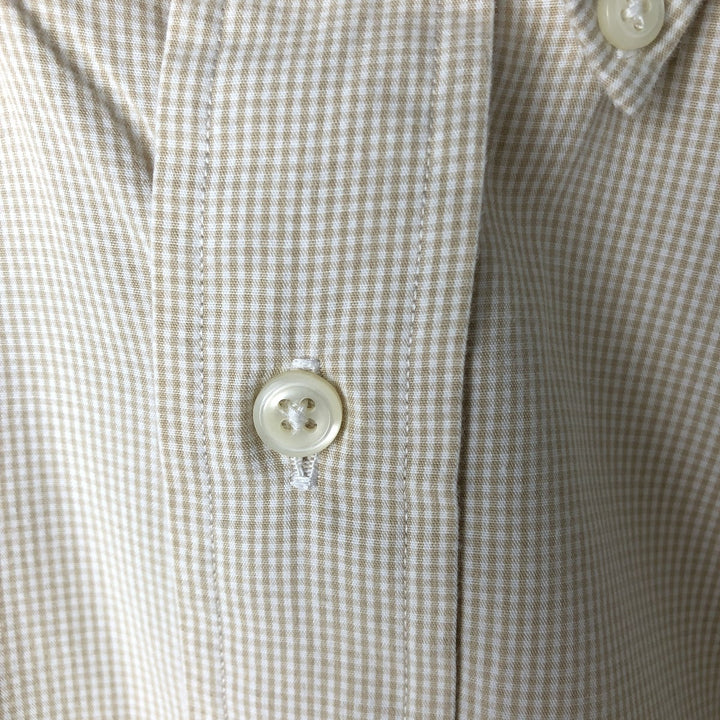Ralph Lauren YARMOUTH Gingham Check Long Sleeve Button-Down Check Shirt Men's XL cotton Beige type Vintage Second Hand