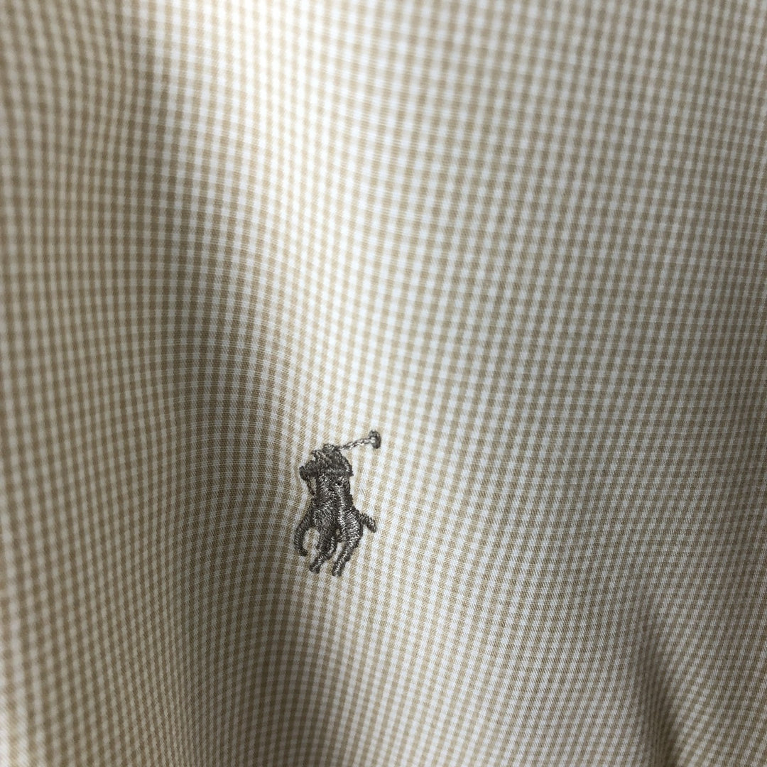 Ralph Lauren YARMOUTH Gingham Check Long Sleeve Button-Down Check Shirt Men's XL cotton Beige type Vintage Second Hand