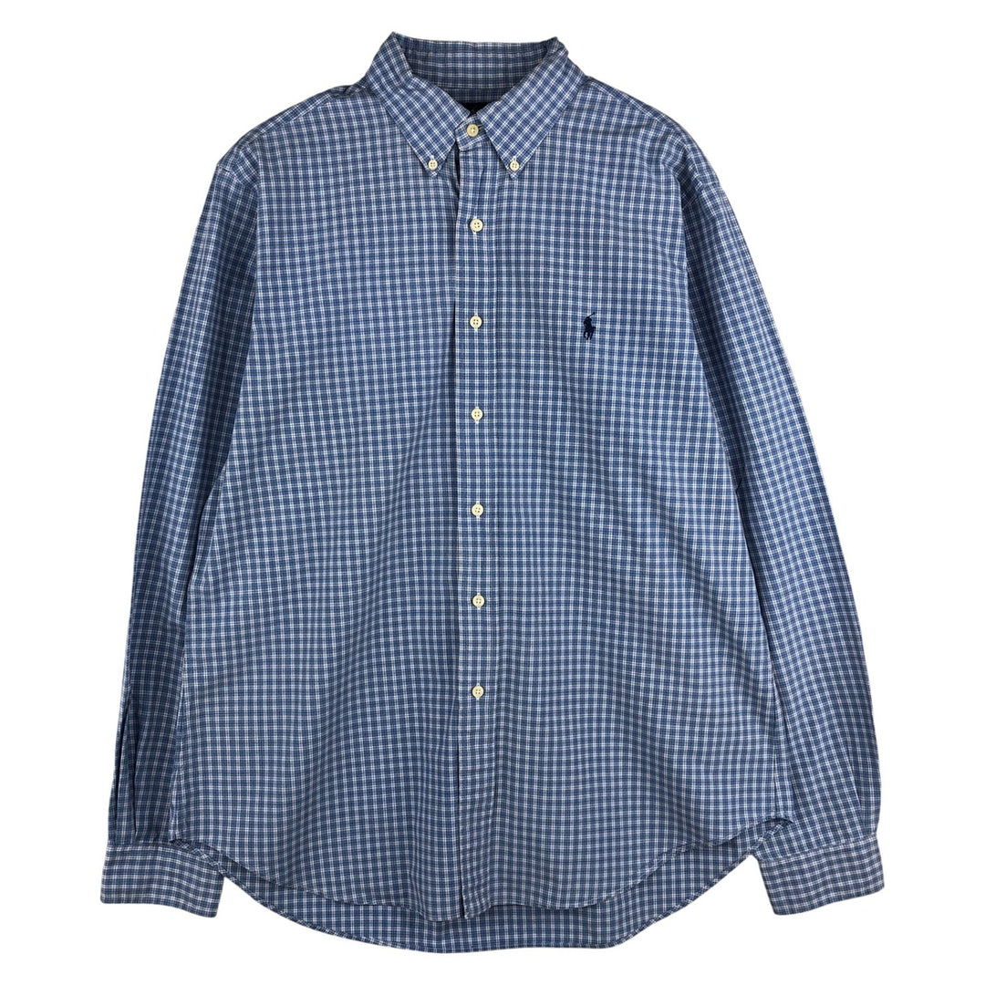 Ralph Lauren Classic Fit Long Sleeve Button Down Check Shirt Men's Size L cotton Blue type light blue Vintage Second Hand