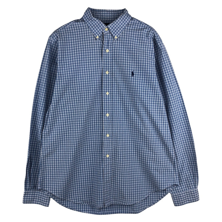 Ralph Lauren Classic Fit Long Sleeve Button Down Check Shirt Men's Size L cotton Blue type light blue Vintage Second Hand