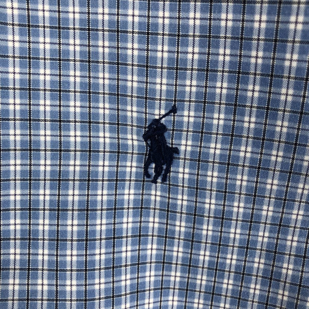 Ralph Lauren Classic Fit Long Sleeve Button Down Check Shirt Men's Size L cotton Blue type light blue Vintage Second Hand