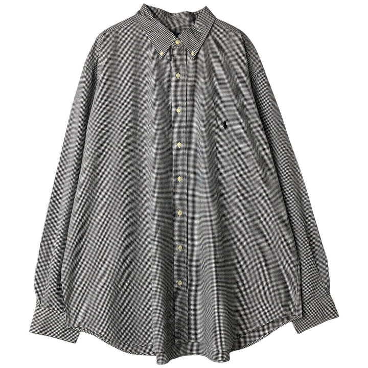 Ralph Lauren Classic Fit Gingham Check Long Sleeve Button Down Check Shirt Men's XL unclear white type Vintage Second Hand