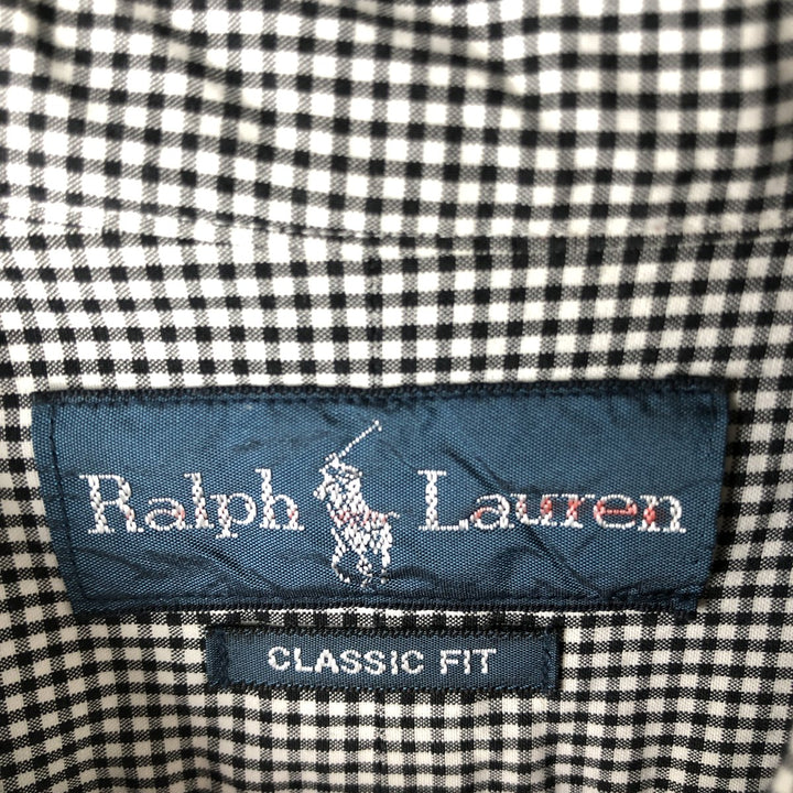 Ralph Lauren Classic Fit Gingham Check Long Sleeve Button Down Check Shirt Men's XL unclear white type Vintage Second Hand