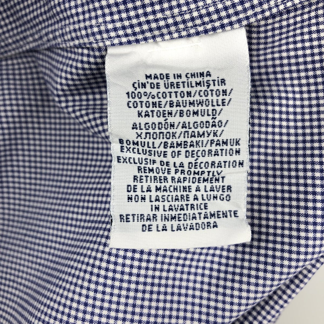 Ralph Lauren POLO RALPH LAUREN gingham check long-sleeved cotton check shirt, men's size L cotton navy blue type Vintage Second Hand