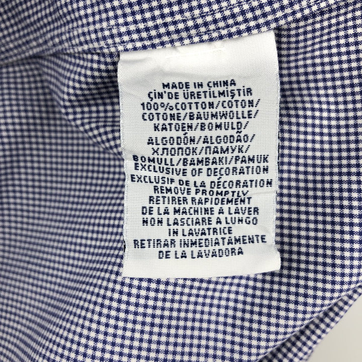Ralph Lauren POLO RALPH LAUREN gingham check long-sleeved cotton check shirt, men's size L cotton navy blue type Vintage Second Hand