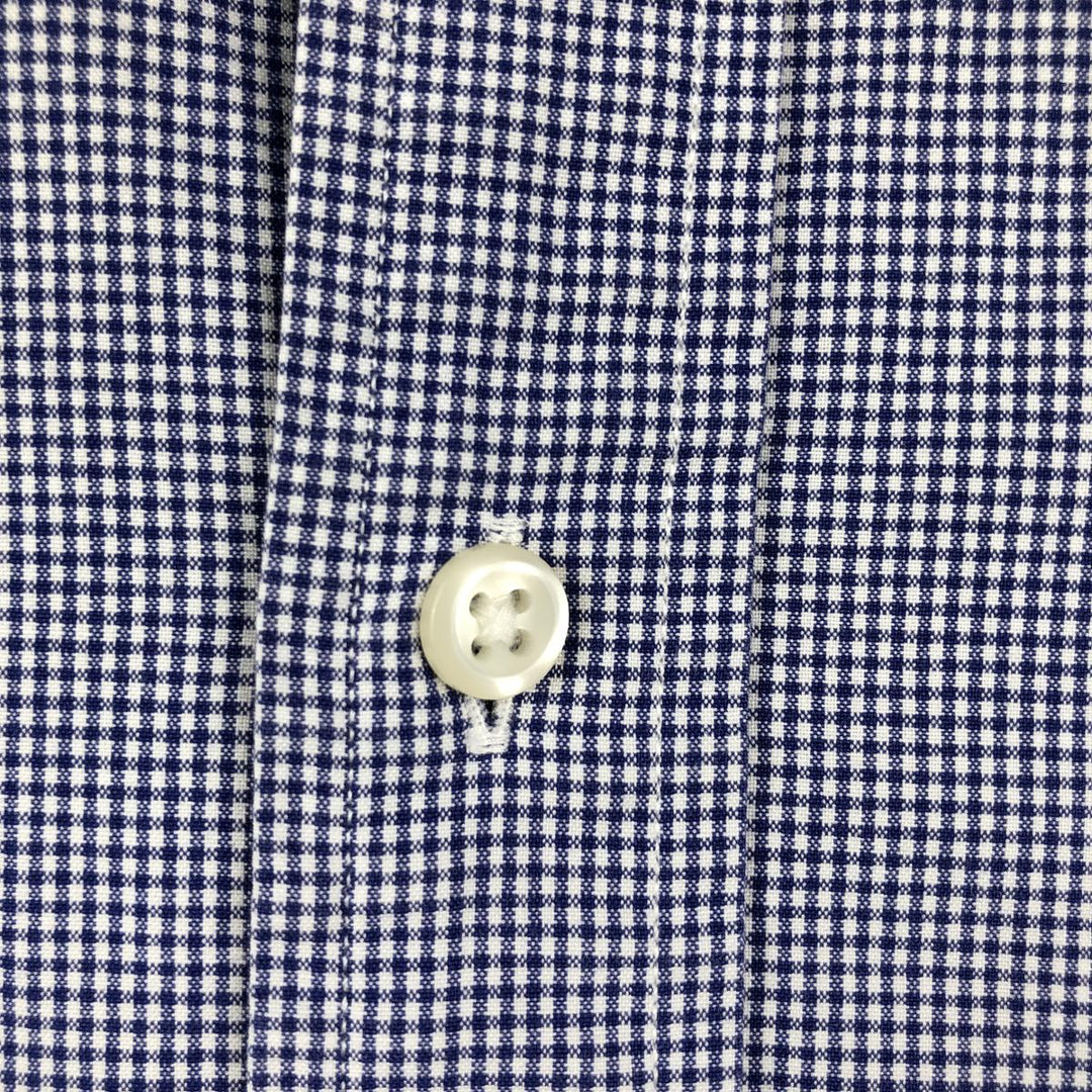 Ralph Lauren POLO RALPH LAUREN gingham check long-sleeved cotton check shirt, men's size L cotton navy blue type Vintage Second Hand