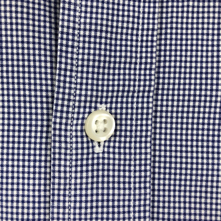 Ralph Lauren POLO RALPH LAUREN gingham check long-sleeved cotton check shirt, men's size L cotton navy blue type Vintage Second Hand