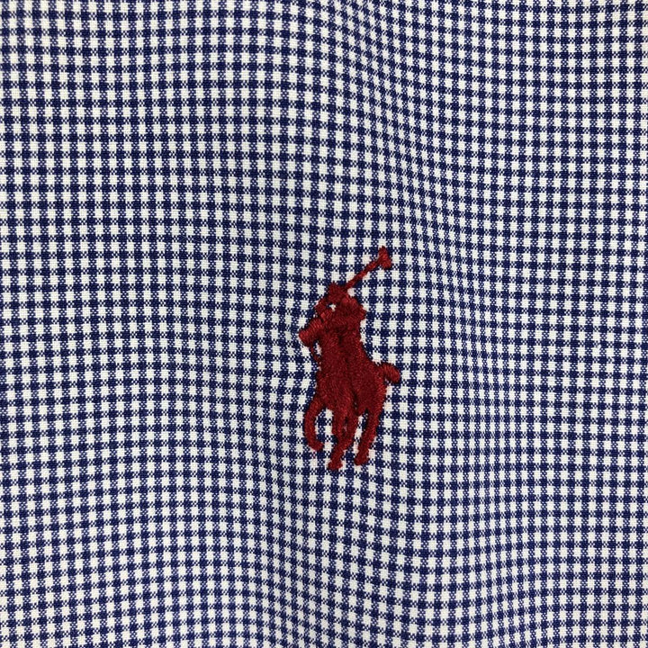 Ralph Lauren POLO RALPH LAUREN gingham check long-sleeved cotton check shirt, men's size L cotton navy blue type Vintage Second Hand