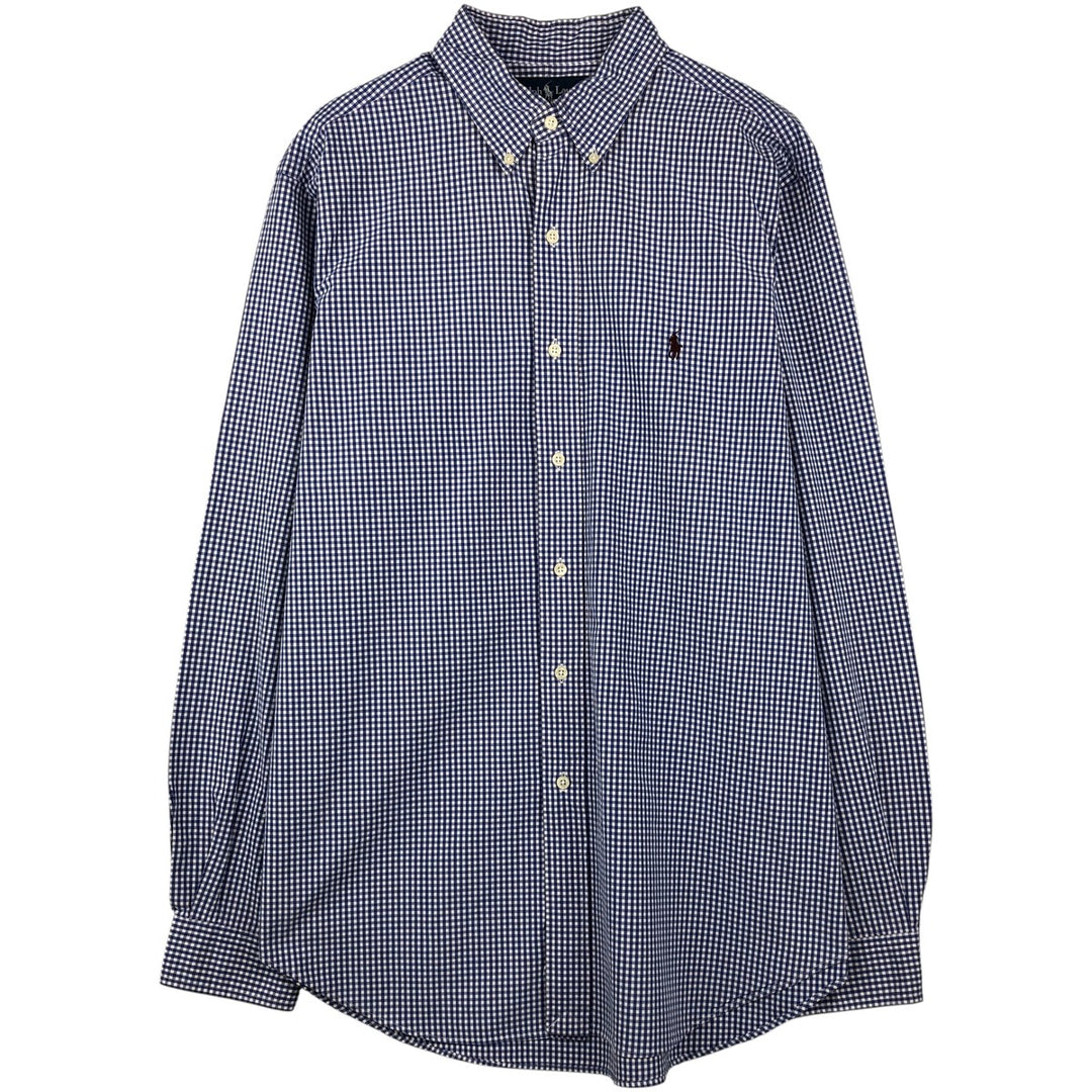 Ralph Lauren Classic Fit Gingham Check Long Sleeve Button Down Check Shirt Men's Size L cotton blue type Vintage Second Hand
