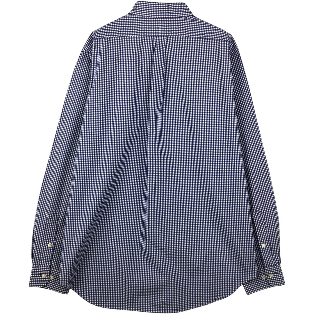Ralph Lauren Classic Fit Gingham Check Long Sleeve Button Down Check Shirt Men's Size L cotton blue type Vintage Second Hand