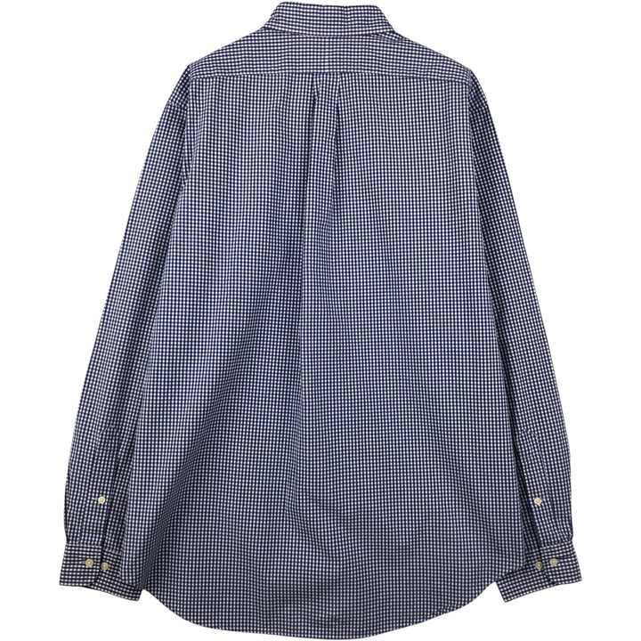 Ralph Lauren Classic Fit Gingham Check Long Sleeve Button Down Check Shirt Men's Size L cotton blue type Vintage Second Hand