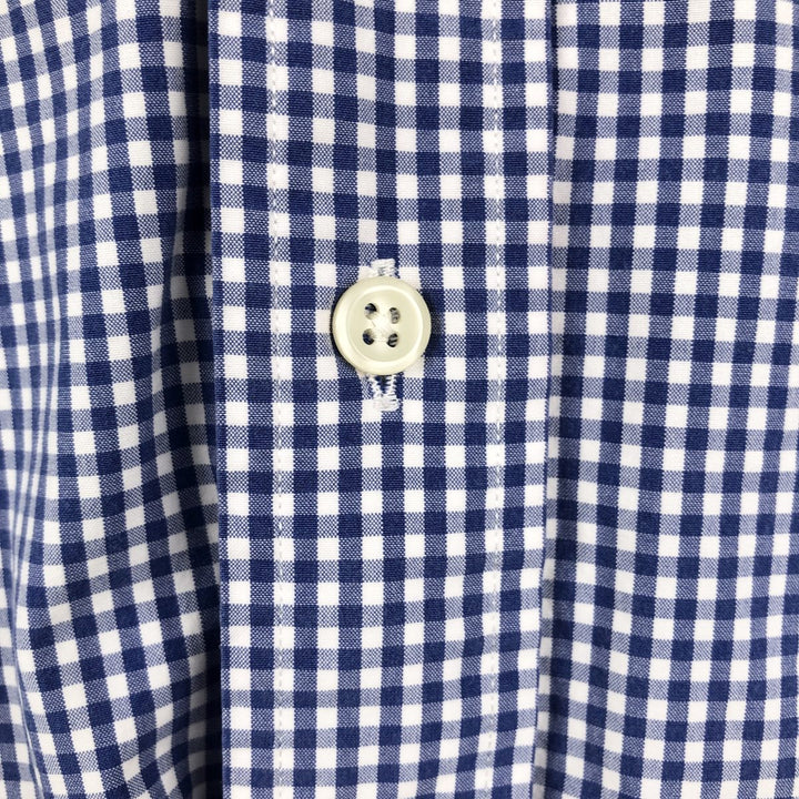 Ralph Lauren Classic Fit Gingham Check Long Sleeve Button Down Check Shirt Men's Size L cotton blue type Vintage Second Hand
