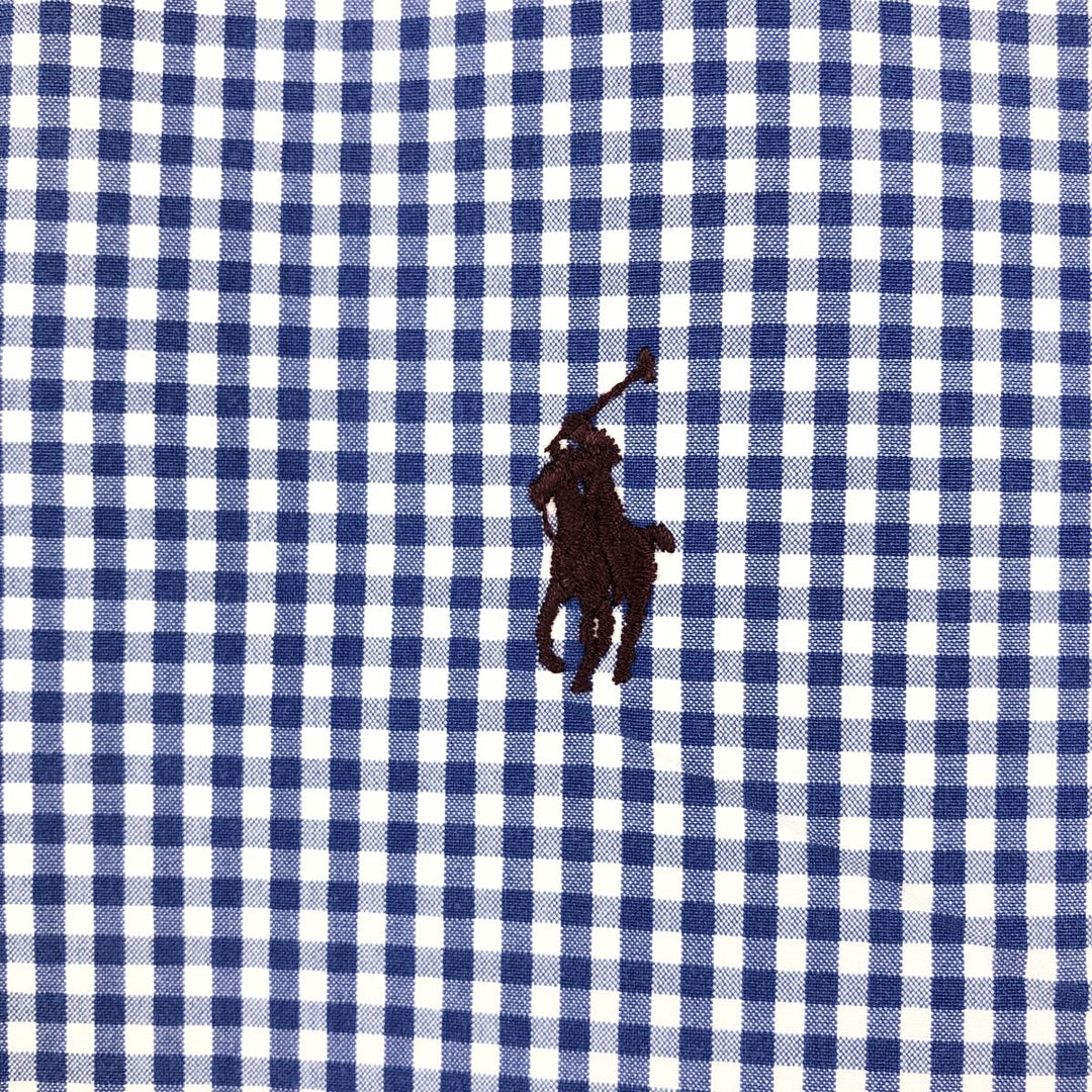 Ralph Lauren Classic Fit Gingham Check Long Sleeve Button Down Check Shirt Men's Size L cotton blue type Vintage Second Hand