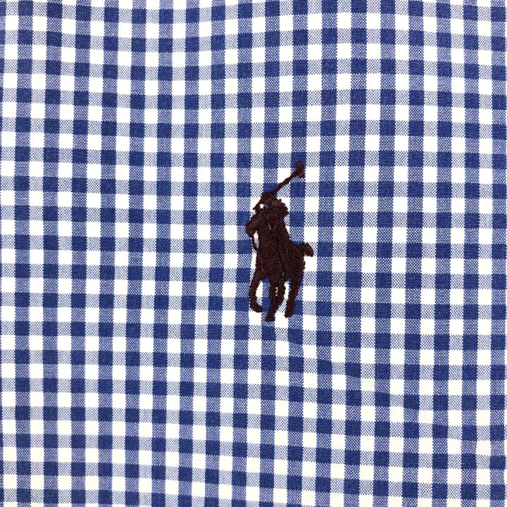 Ralph Lauren Classic Fit Gingham Check Long Sleeve Button Down Check Shirt Men's Size L cotton blue type Vintage Second Hand