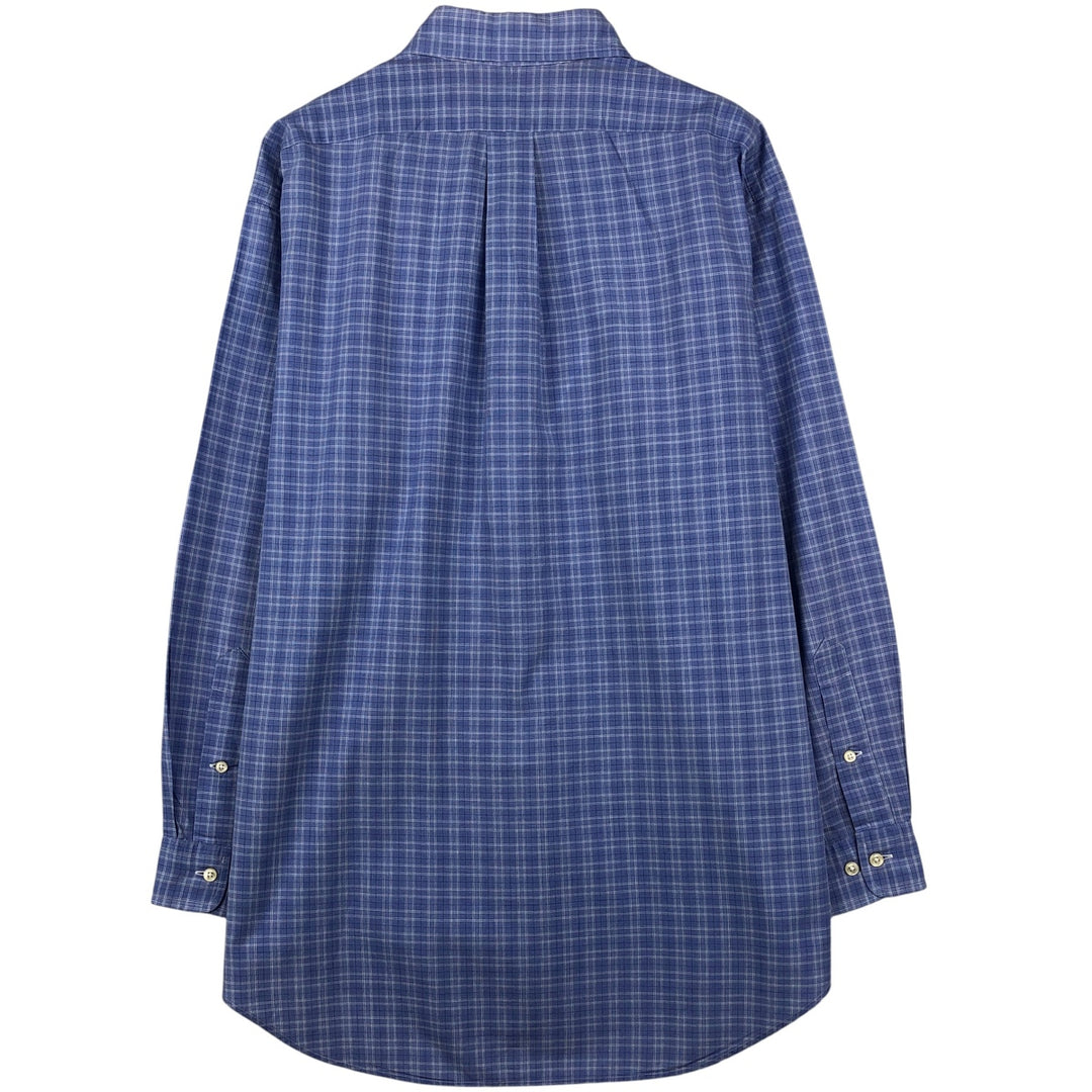 Ralph Lauren YARMOUTH Long Sleeve Button-Down Check Shirt, Men's Size L cotton Blue type light blue Vintage Second Hand